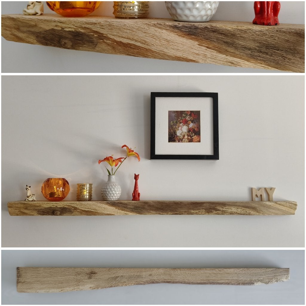 Zwevende eiken wandplank houten decoratie schap 101cm #269, Houtatelier M.Y., Info@myhoutatelier.nl, Nieuw, Ophalen of Verzenden