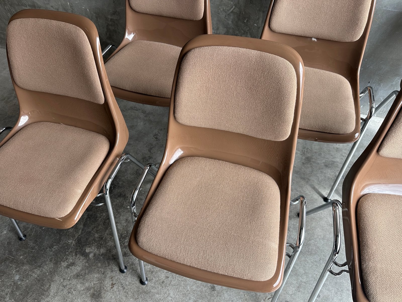 33x space age Drabert stapelstoelen – vintage kuip chroom, Ophalen, -, Zo goed als nieuw, Drabert