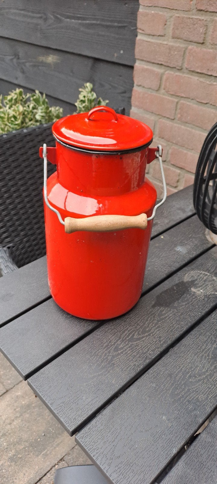 Vintage Rode Emaille Melkbus - BB Made in Holland, Ophalen of Verzenden