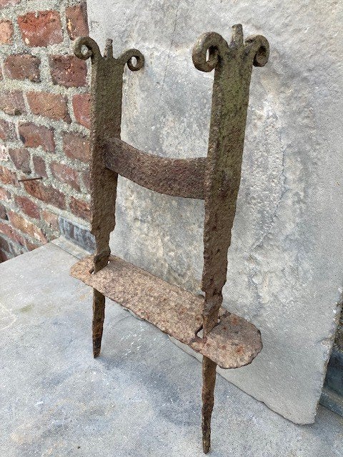 antieke smeedijzeren voetenschraper, echte oude, 18de, Ophalen of Verzenden