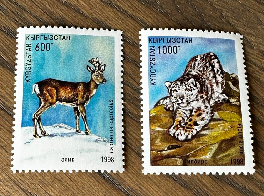 Kirgizië 1998 dieren postfris hert luipaard, Ophalen of Verzenden, Postfris