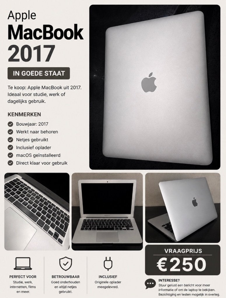 MacBook Air 2017, Computers en Software, Apple Macbooks, Gebruikt, 13 inch, Minder dan 2 Ghz, Ophalen of Verzenden