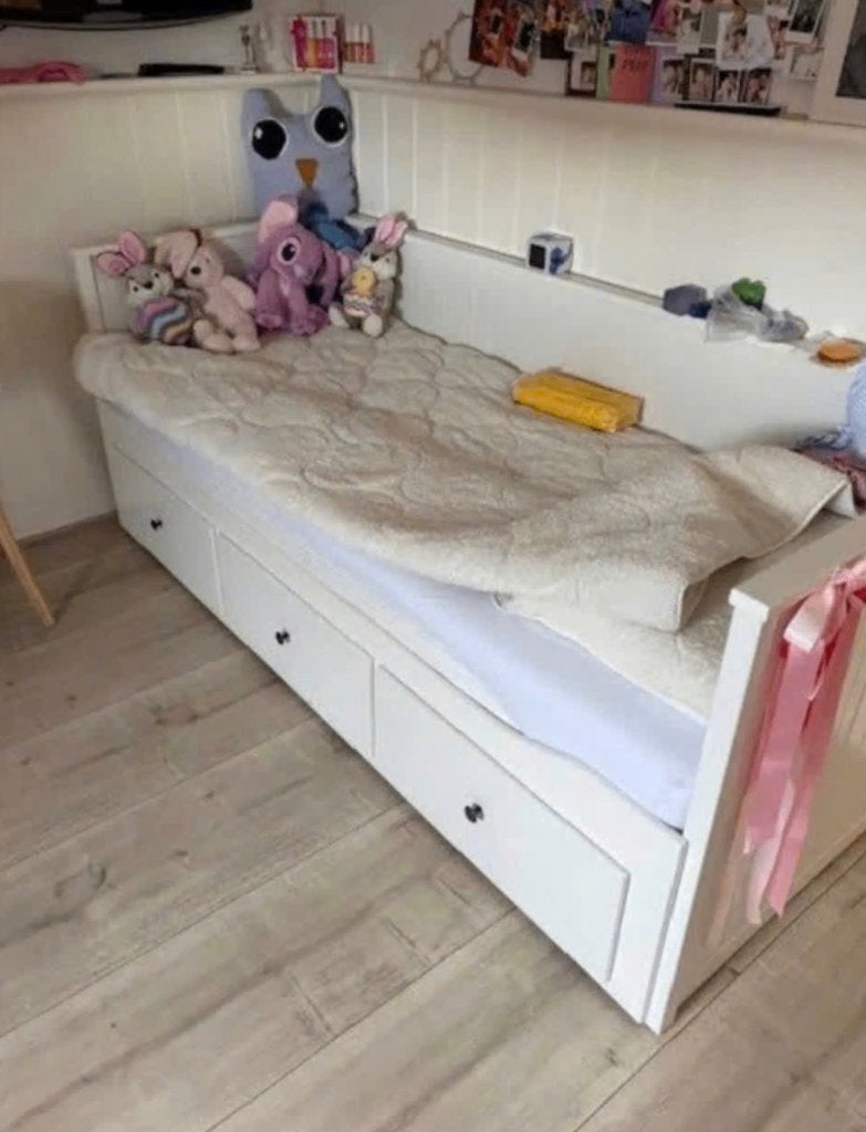 1 groot bed of bedbank met 3 lades - Wit - zgan, Contact.nl@ikea.com, Verstelbaar, Modern, Scandinavisch, Wit