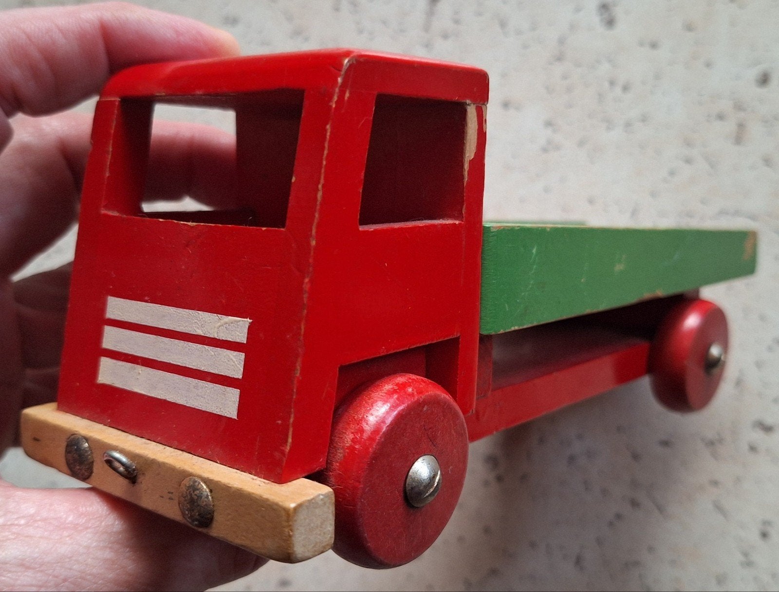 Vintage SIO Houten Vrachtwagen - Made in Holland, Ophalen of Verzenden, Gebruikt, Duw- of Trekspeelgoed