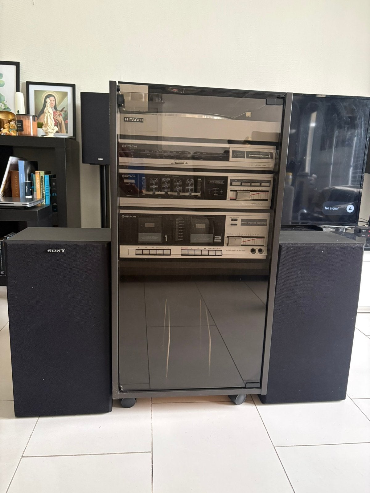 Vintage Hitachi Hifi Set met Sony Speakers, Gebruikt, Cassettedeck, Losse componenten, Ophalen