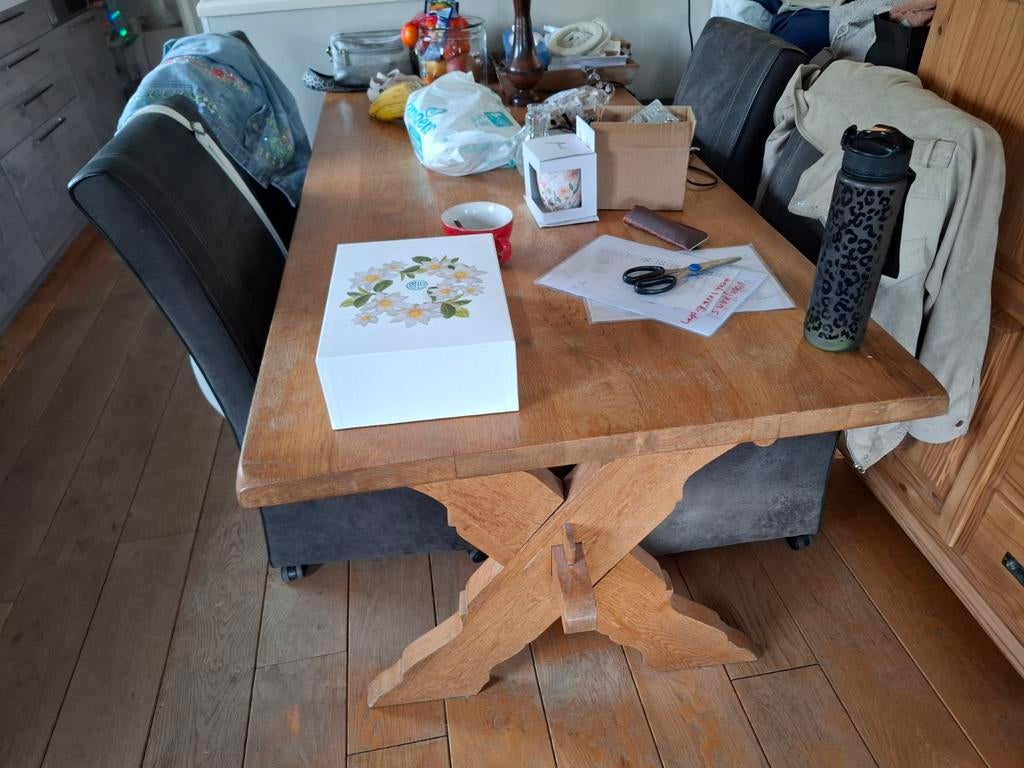 Eikenhouten eettafel - mag voor een klein prijsje weg!, Ophalen of Verzenden