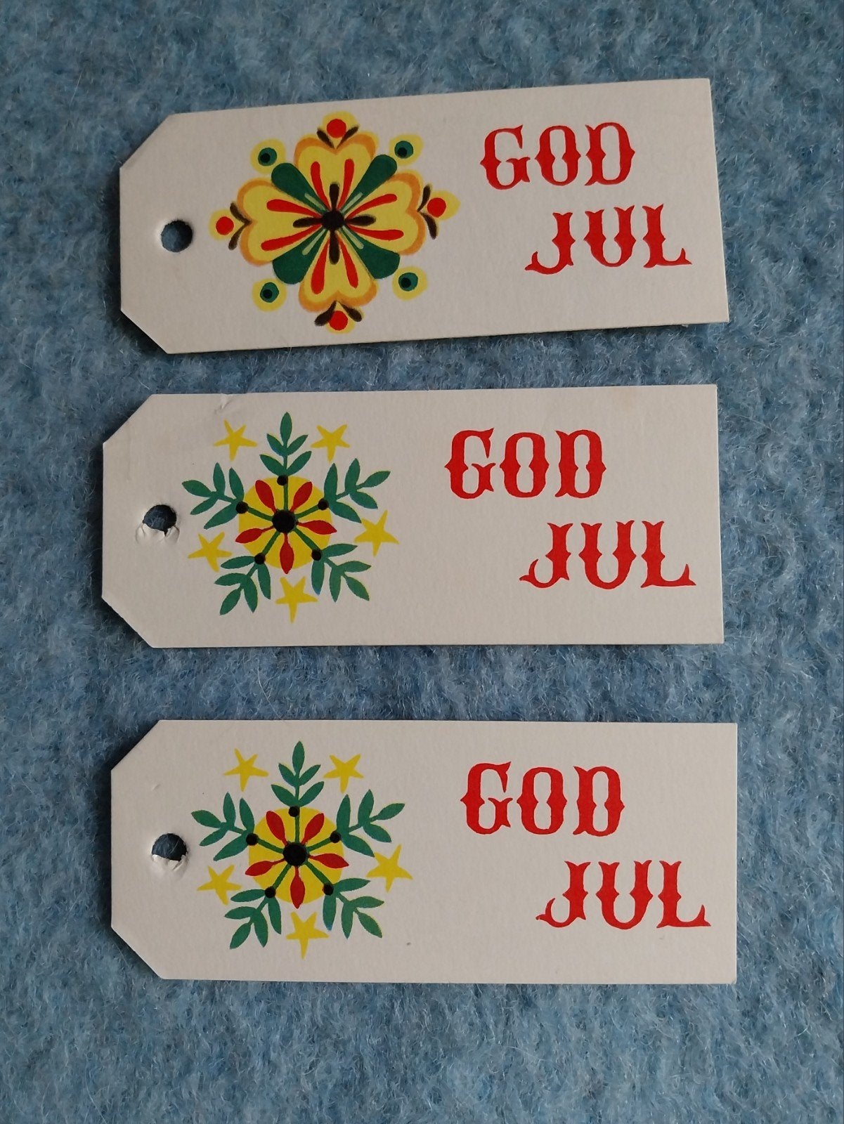 Oude, Zweedse Kerstlabels voor Cadeautjes van Tante Brocante, Antiek en Kunst, Curiosa en Brocante, Ophalen of Verzenden
