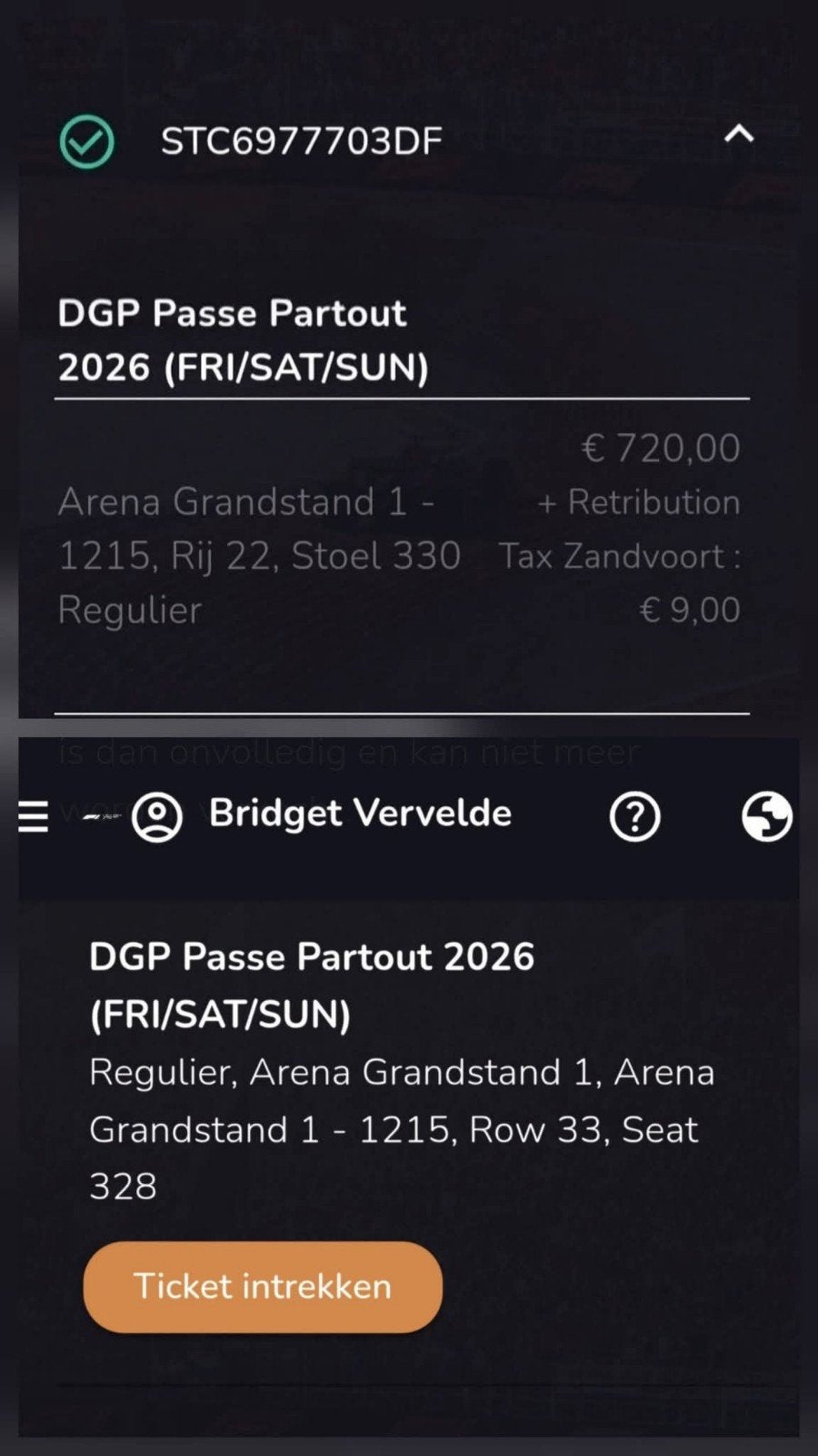 2 Tickets Grandstand Arena Gold 1 Zandvoort F1 DutchGP, Twee personen