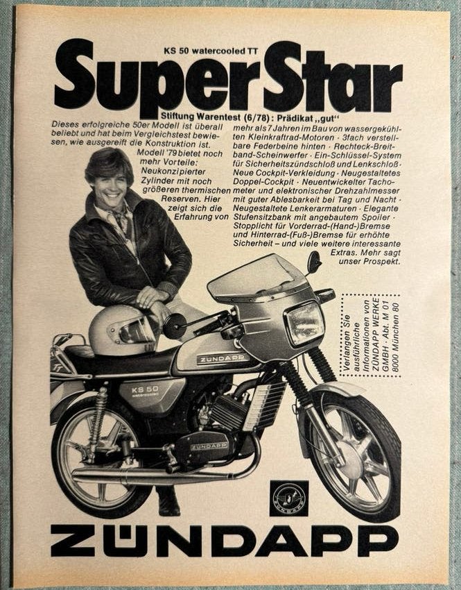 Advertentie 1978 Zündapp KS50 watercooled TT, Verzenden, Zo goed als nieuw, Motoren