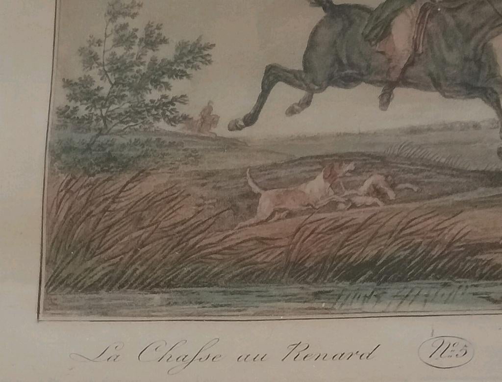 CHASSE AU RENARD CARLE VERNET FOX HUNTERS N5 GRAVURE 1838, Antiek en Kunst, Ophalen of Verzenden