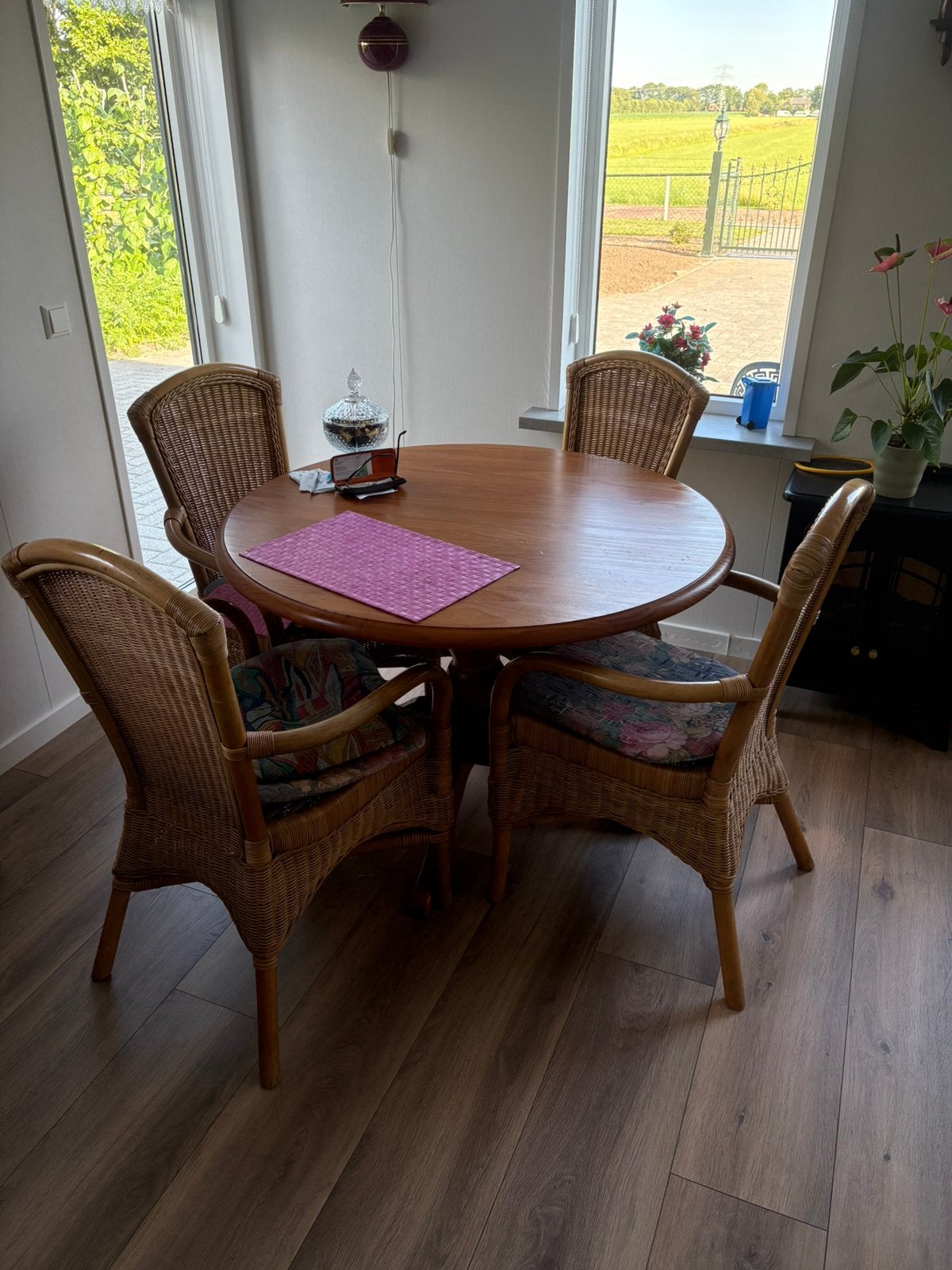 Rotan stoelen en tafel, Ophalen, Gebruikt, 4 tot 6 stoelen