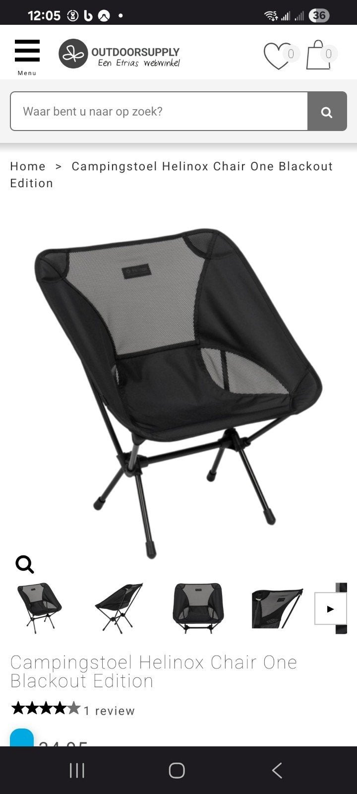 Helinox Chair One Blackout Edition Campingstoel, Ophalen of Verzenden, Nieuw, Campingstoel