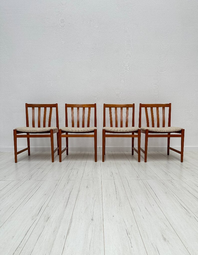 4x Slagelse Møbelværk teak eetkamerstoelen Deens vintage