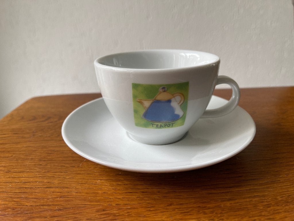 Kop en Schotel Koffie/Thee 'Art en Design' Nieuw, Nieuw, Ophalen of Verzenden, Overige stijlen, Kop(pen) en/of Schotel(s)