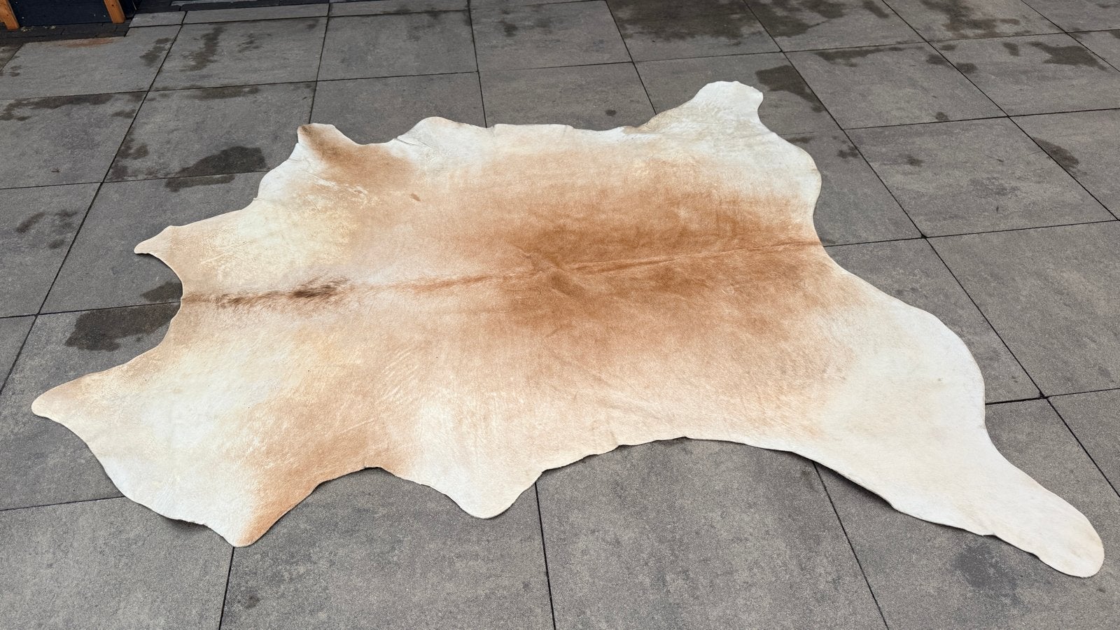 Prachtig beige/bruin koeienhuid vloerkleed, Gebruikt, 100 tot 150 cm, Beige, Ophalen of Verzenden