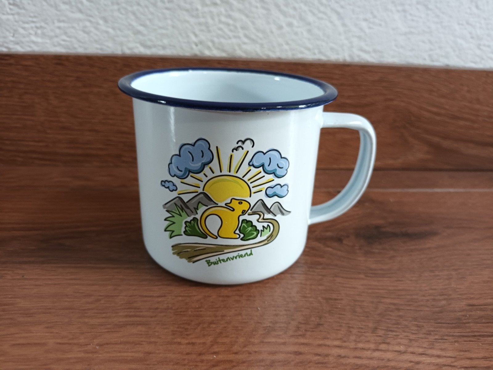 Nieuwe mok Bever Buitenvriend nieuw beker met oor emaille, Caravans en Kamperen, Ophalen of Verzenden, Nieuw
