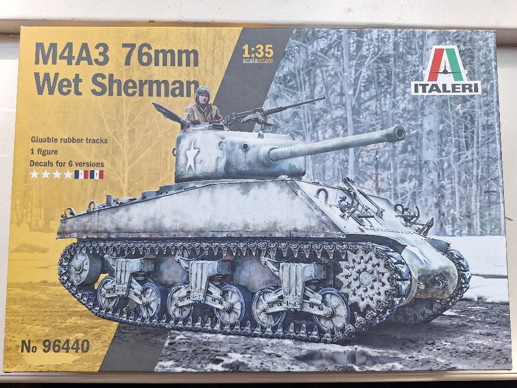 Sherman M4A3 76mm Wet Sherman - Italeri 1/35 - aan begonnen, Gebruikt, Tank, Italeri, Verzenden
