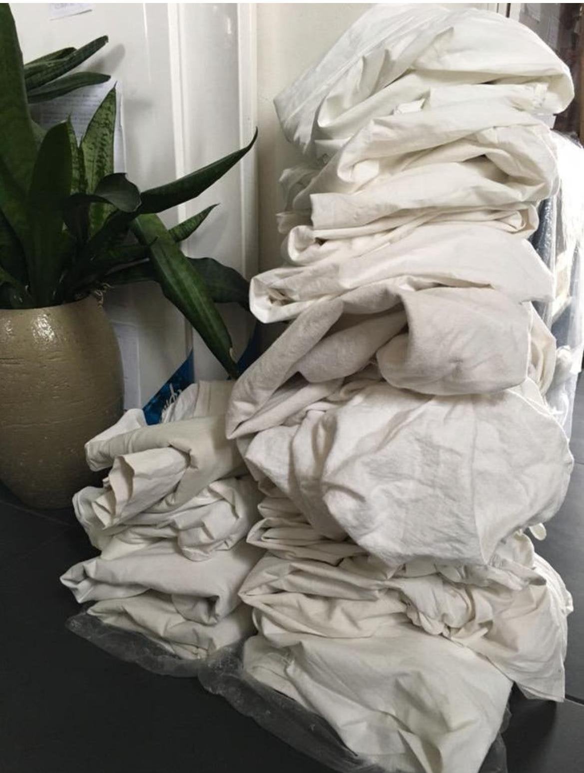 Witte eenpersoons puur katoenen lakens extra lang, Huis en Inrichting, Eenpersoons, Ophalen of Verzenden, Zo goed als nieuw, Wit