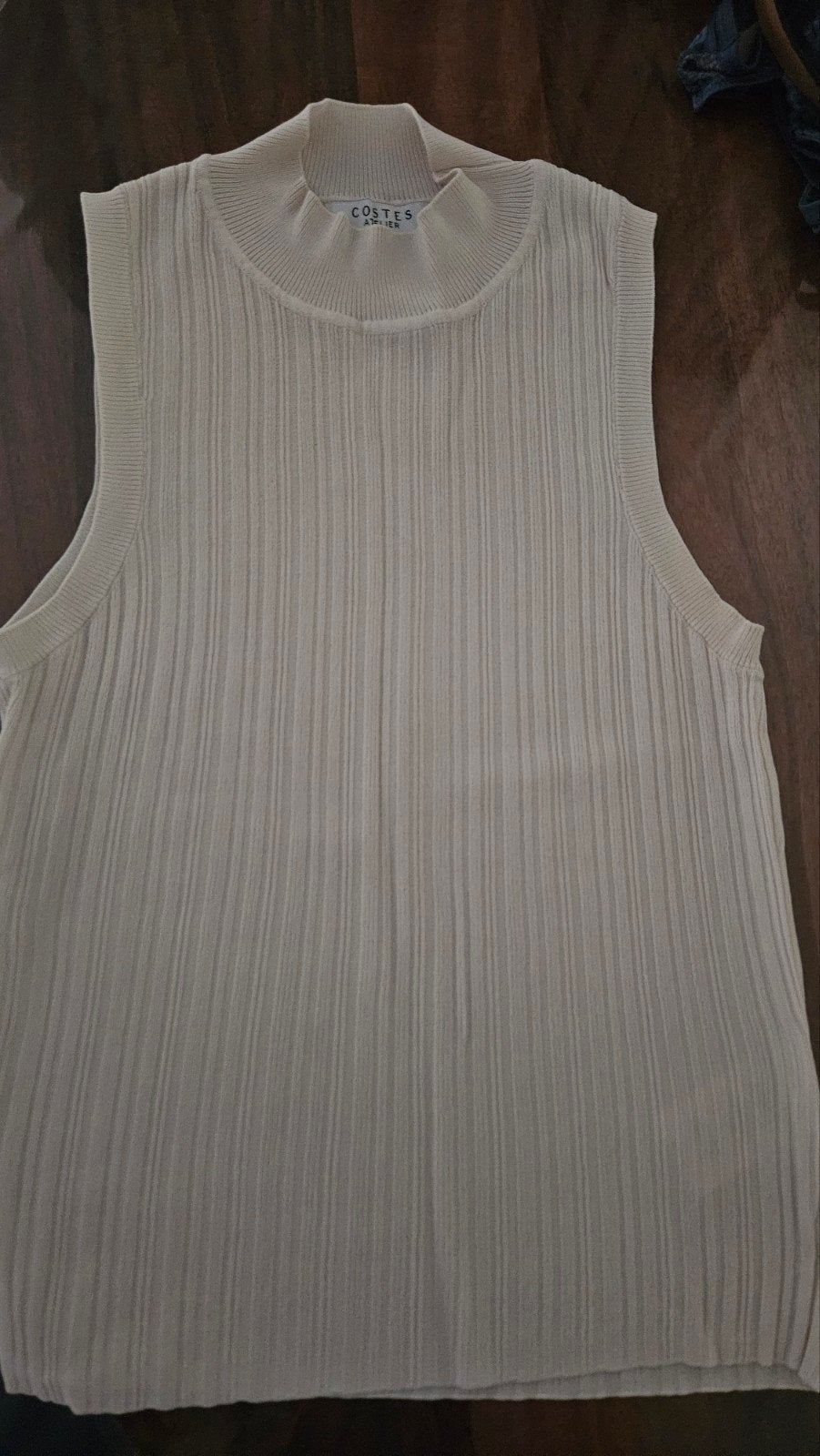 Costes Atelier ribgebreide top zonder mouwen - Maat L, Verzenden, Beige, Maat 42/44 (L), Costes