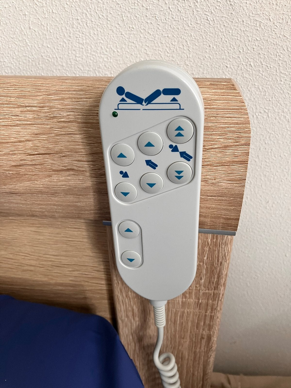 Elektrisch seniorenbed eiken look met papegaai, Ophalen, 90 cm, Eenpersoons, Bruin