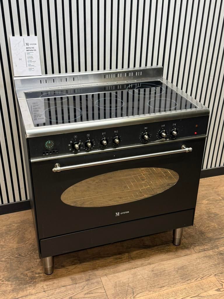 Luxe M-System keramisch Fornuis met 5 zones multi oven 90 cm, Hete lucht, Fornello Esperta, Ophalen of Verzenden, Zo goed als nieuw