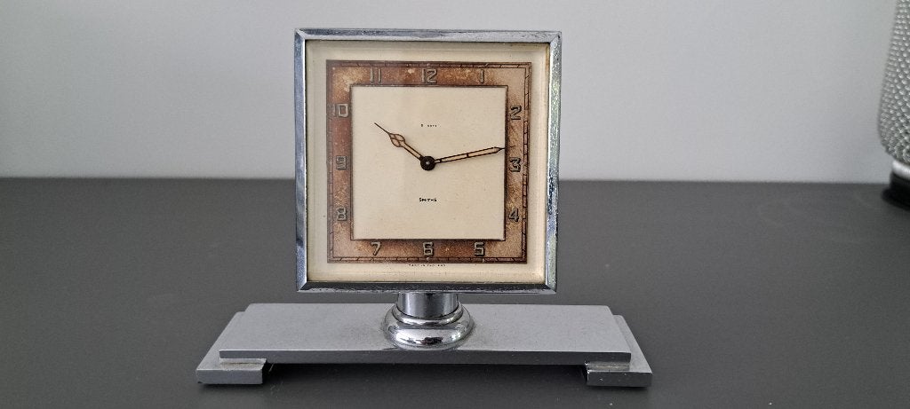 Art deco 8 days bureauklok Smiths jaren 30., Ophalen of Verzenden