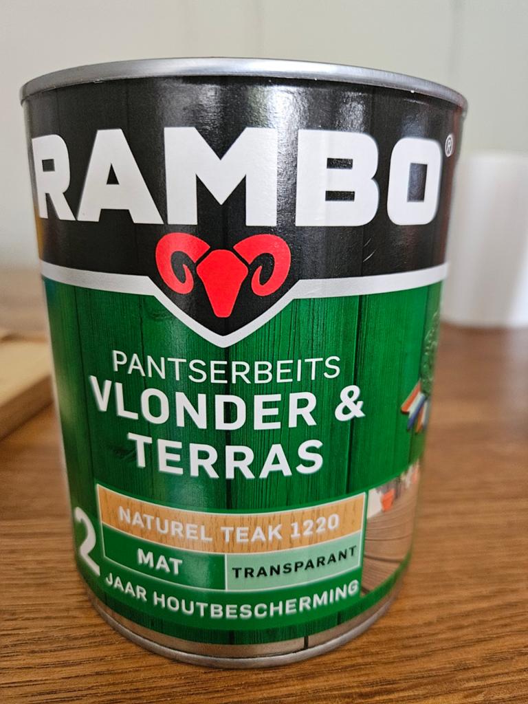 Rambo Pantserbeits Vlonder en Terras Naturel Teak 1220 mat., Ophalen, Nieuw, Wit