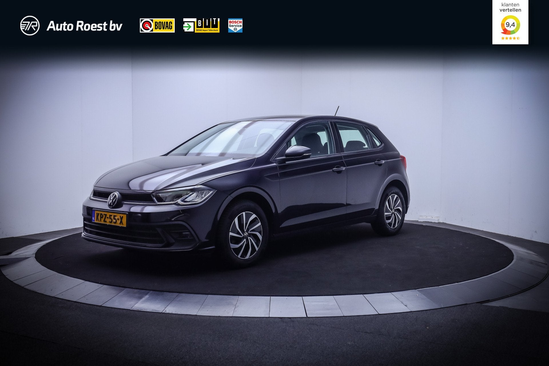 Volkswagen Polo 1.0 TSI LIFE Business FULL LED | NAVI | APP, Auto's, Stof, Zwart, Zwart, Origineel Nederlands