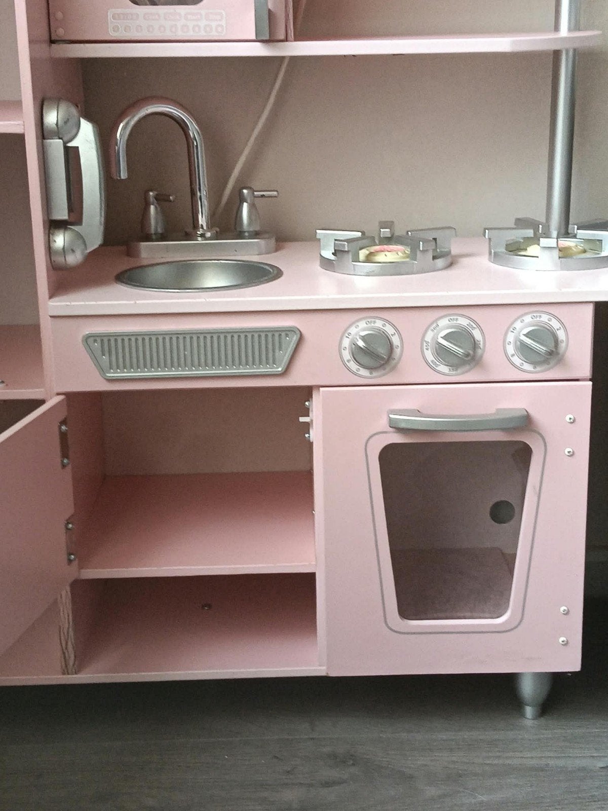 Roze houten speelkeuken met koelkast en oven, Ophalen, Gebruikt, Hout, Speelkeuken