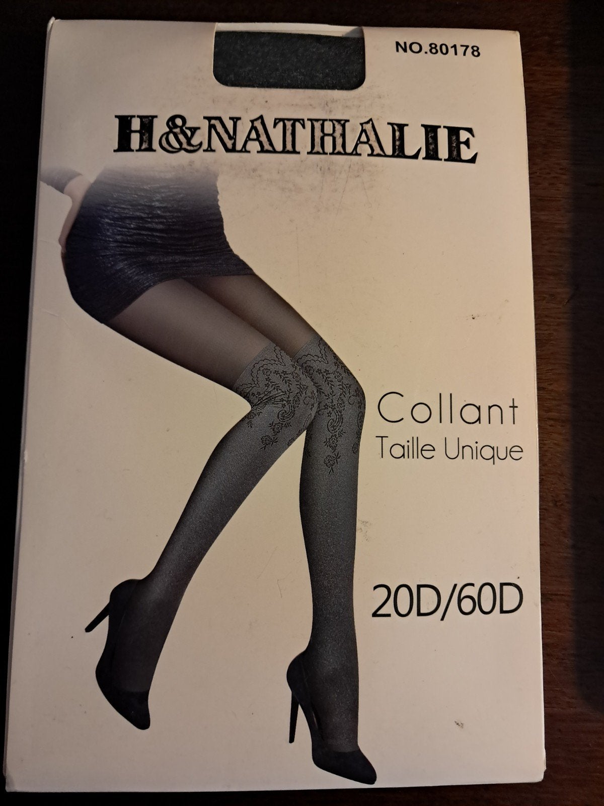 H&Nathalie Panty met patroon - hold ups look, Nieuw, Maat 40/42 (M), Grijs, Panty