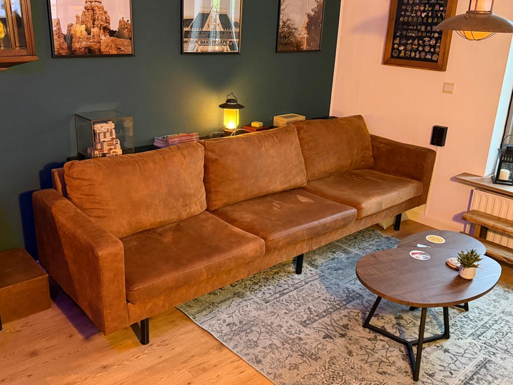 4-zits bank cognac – nette staat, Ophalen, 250 tot 300 cm, Gebruikt, 75 tot 100 cm