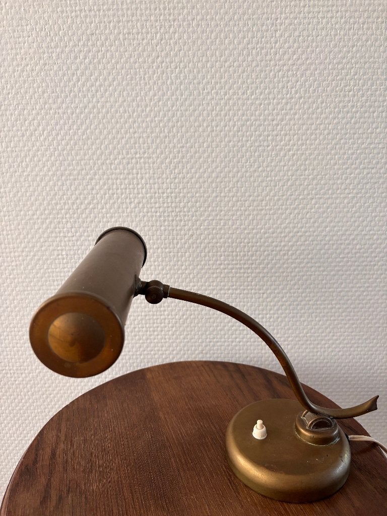 Art Deco pianolamp / bureaulamp van koper., Ophalen of Verzenden