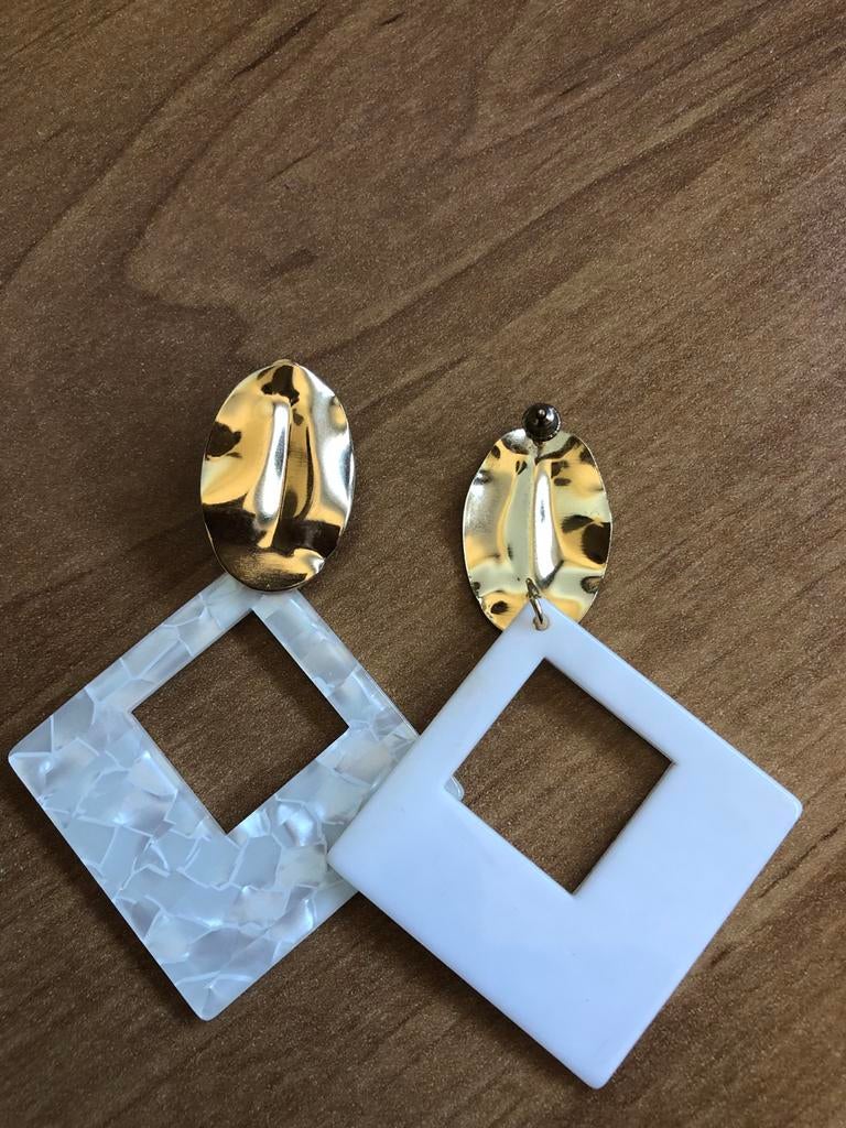 Hippe Crème Kleurige Ibiza Boho Oorbellen, Overige materialen, Hangers, Beige, Nieuw