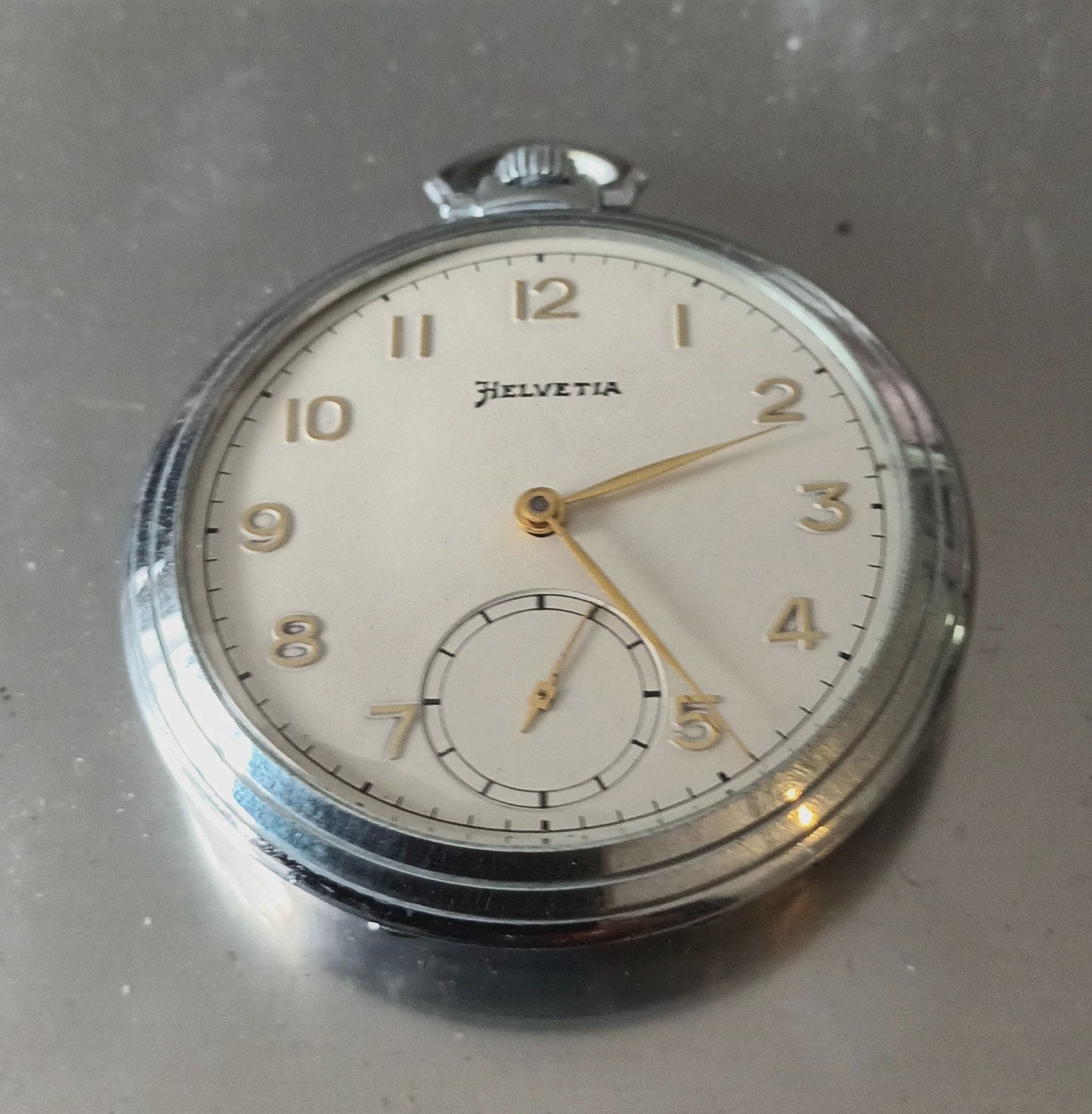Vintage Helvetia zakhorloge, Swiss Made WW2, Ophalen of Verzenden, Overige materialen, Overige merken