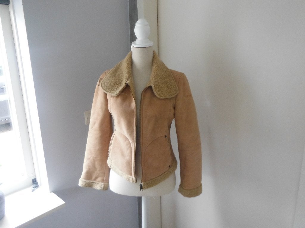 zgan suedine camel teddy jas van Replay, mt S, Bruin, Verzenden, Replay, Zo goed als nieuw