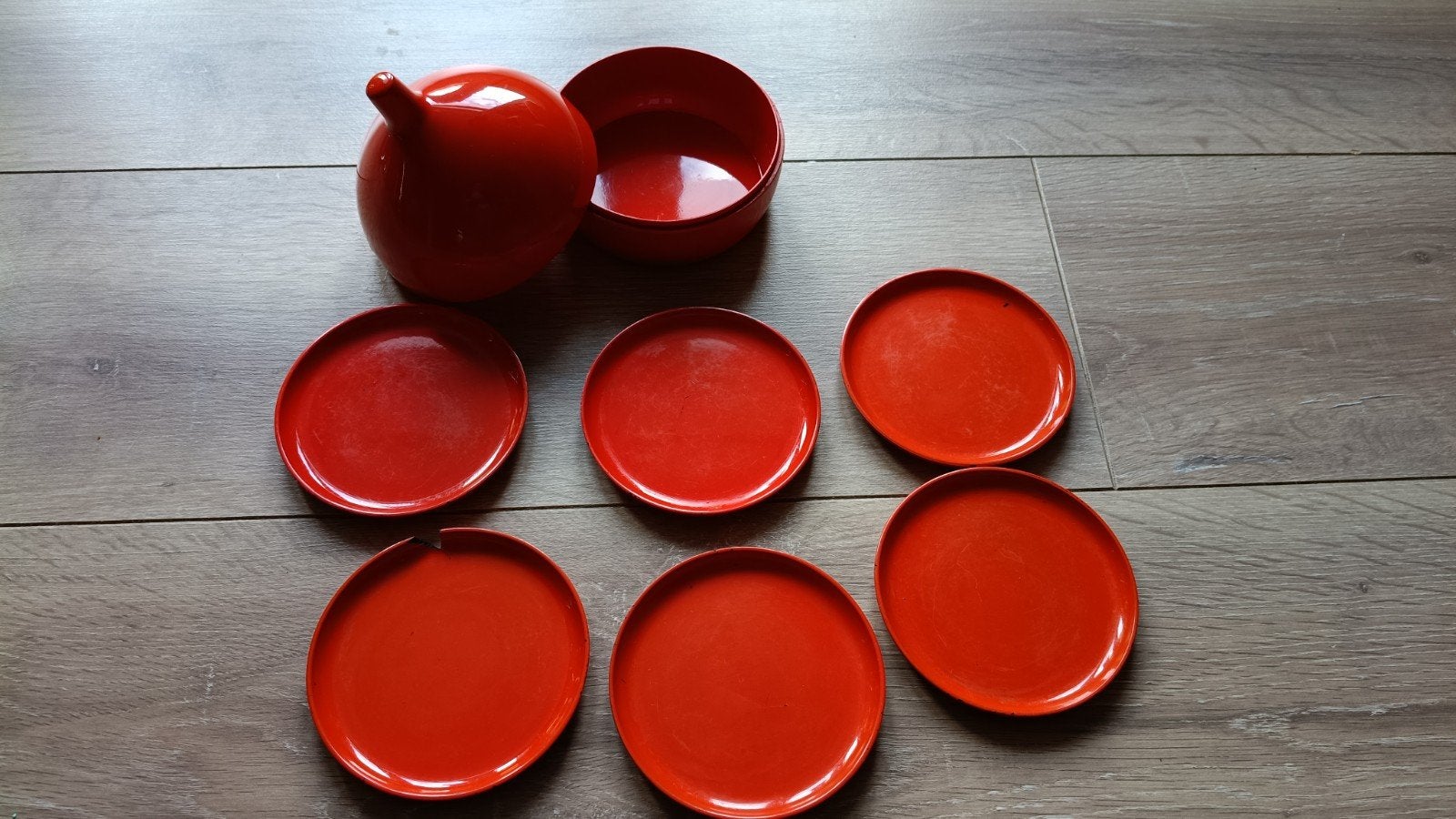 Vintage onderzetters met houder, Verzenden, Oranje, Met houder, Kunststof