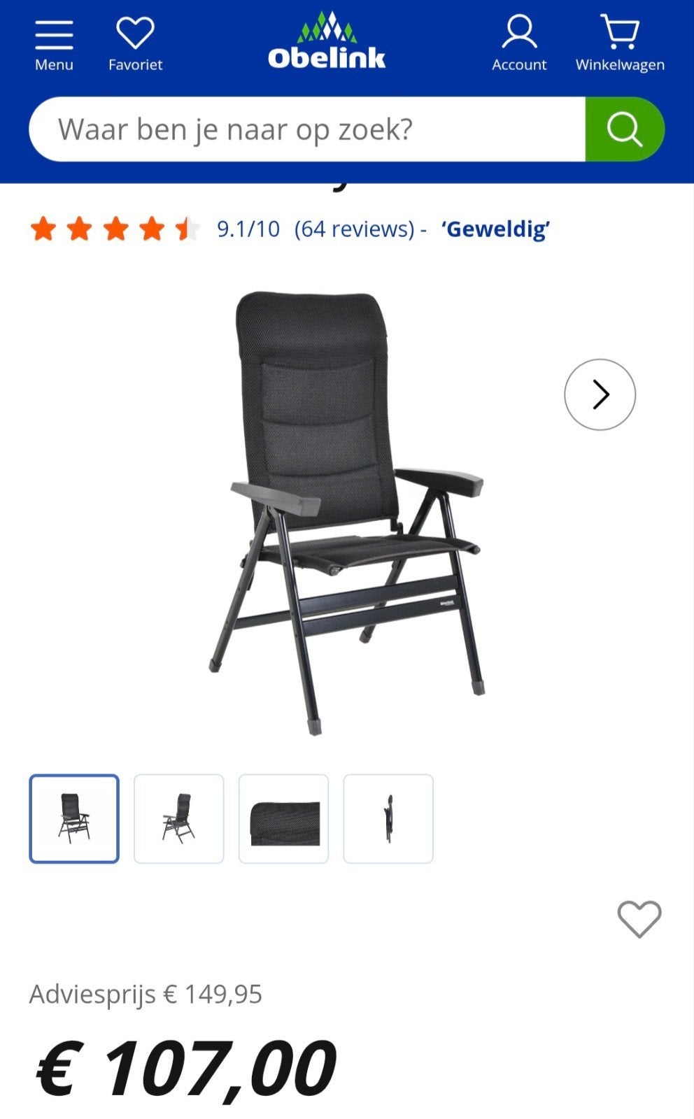 camping /tuinstoelen, Ophalen, Campingstoel