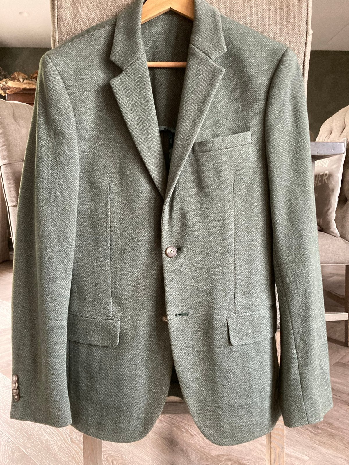 Stijlvol groen colbert, maat 46 (S), slim fit, Ophalen of Verzenden, Zo goed als nieuw, Maat 46 (S) of kleiner, Groen