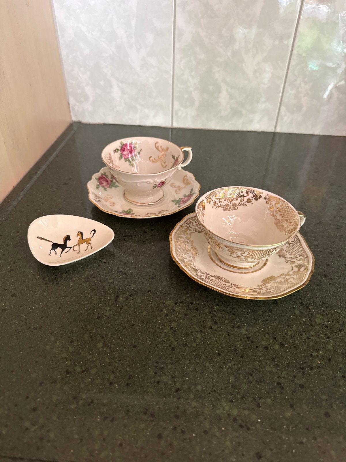 Vintage Bavaria theekopjes met schotels en schaaltje, Ophalen of Verzenden