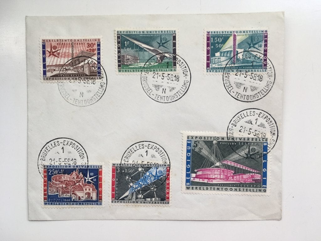 PZ20 Wereldtentoonstelling Brussel Belgie stempel postzegels, Met stempel, Frankeerzegel, Ophalen of Verzenden, Gestempeld