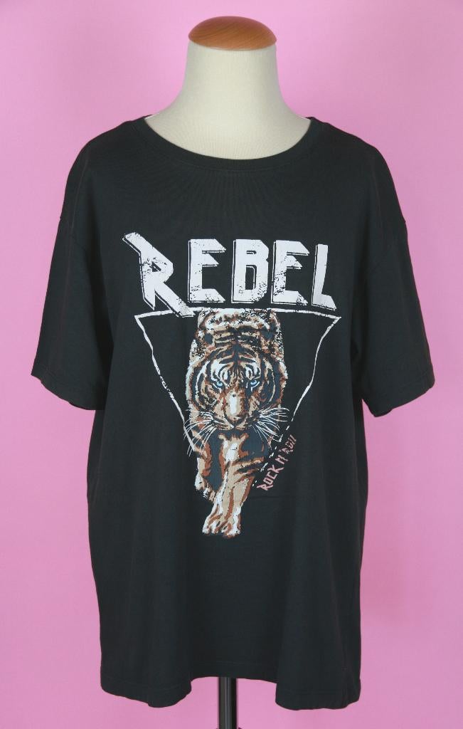 zgan Costes t-shirt antraciet REBEL tijger maat 164/170 (s), Meisje, Ophalen of Verzenden, Zo goed als nieuw, Shirt of Longsleeve