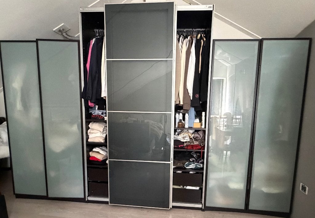 IKEA PAX kledingkast 150x60x236 met glazen schuifdeuren, Huis en Inrichting, Kasten | Kledingkasten, Overige materialen, Gebruikt
