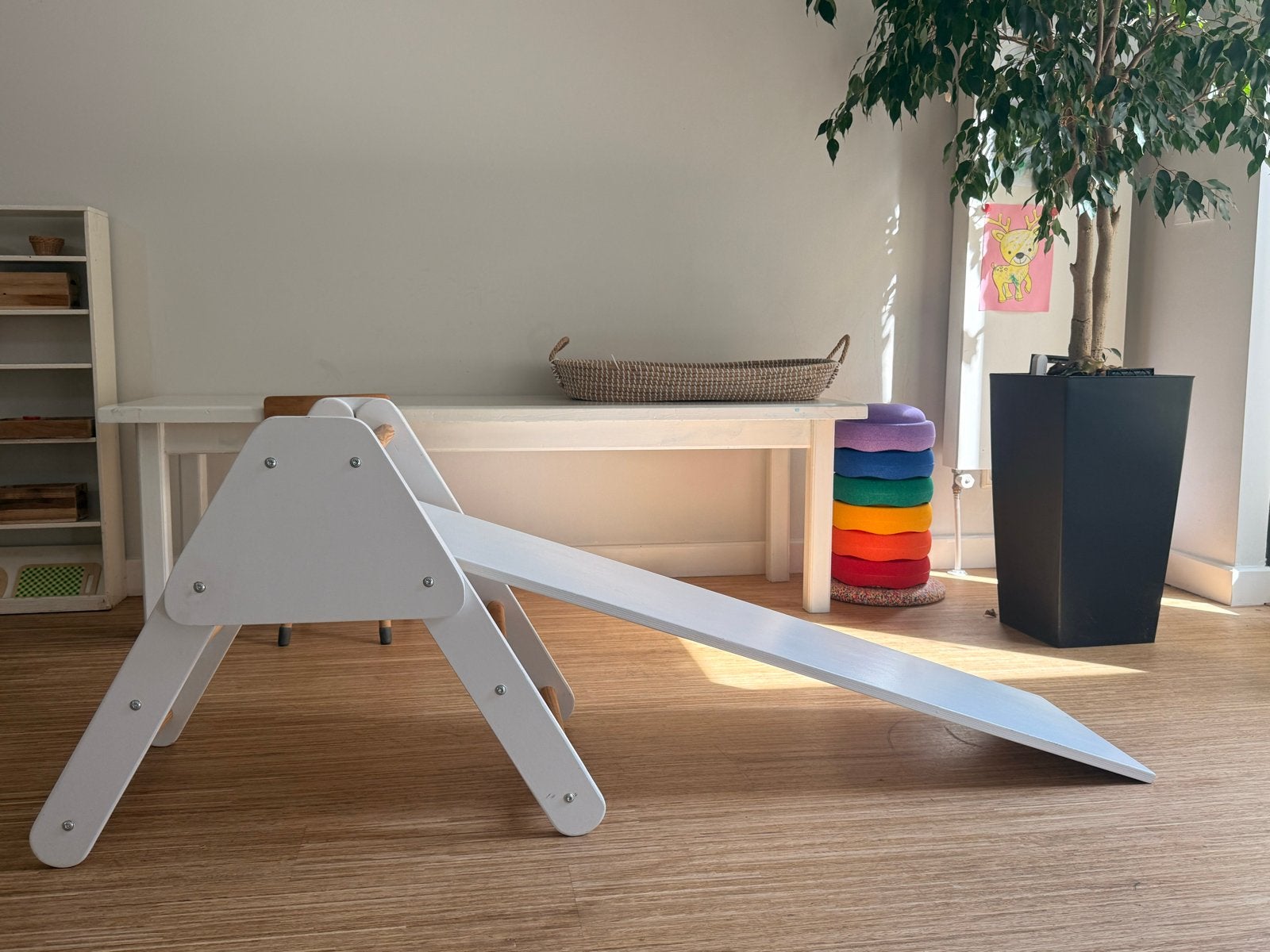 Witte houten glijbaan/klimrek voor kinderen, Kinderen en Baby's, Ophalen, Zo goed als nieuw, Glijbaan