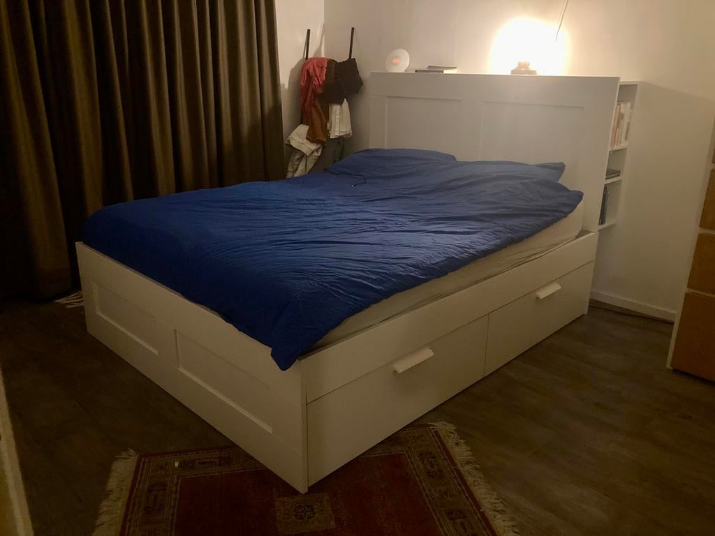 160x200 IKEA BRIMNES met lades, Huis en Inrichting, Slaapkamer | Bedden, Ophalen, Gebruikt, Wit, Tweepersoons