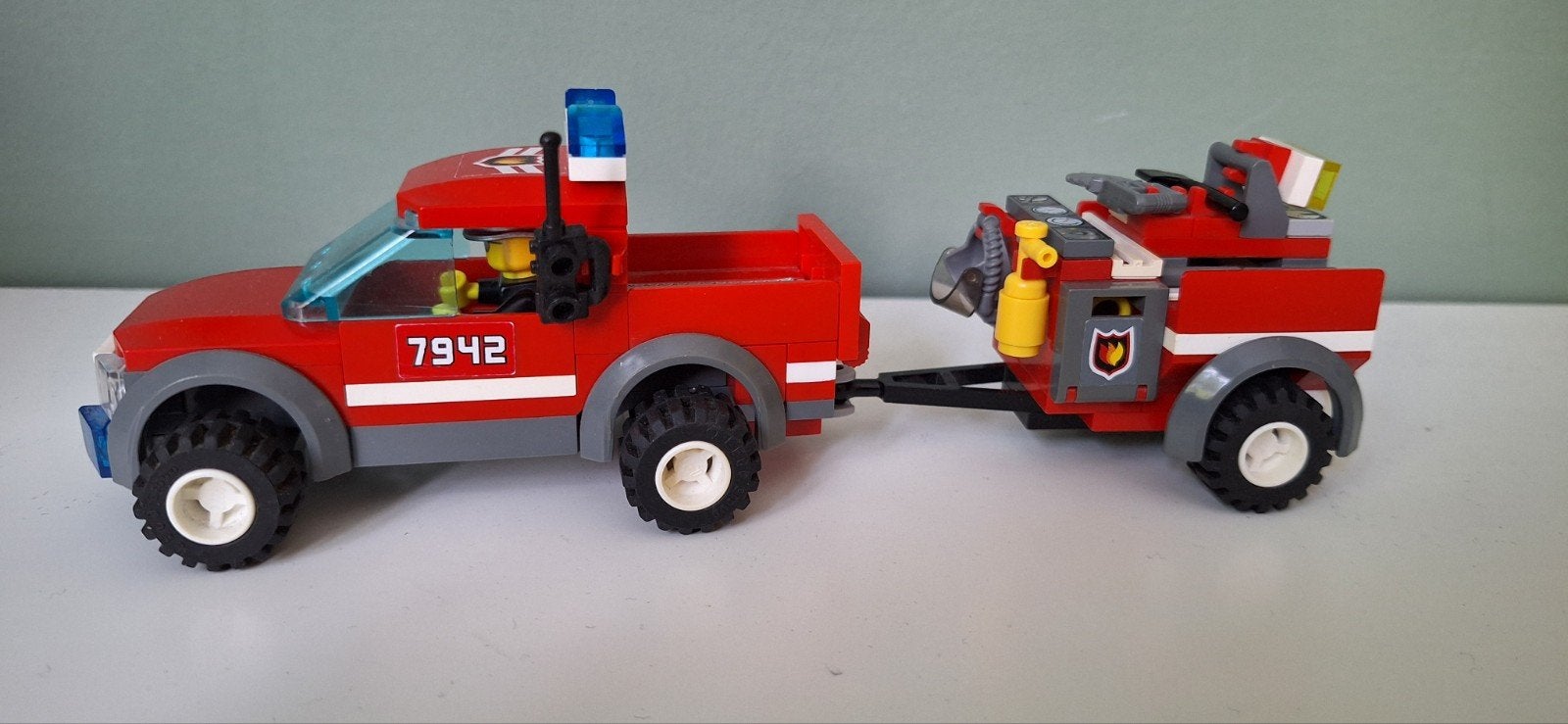 Lego City 7942 Brandweer Pick-up met Trailer, Ophalen of Verzenden, Gebruikt