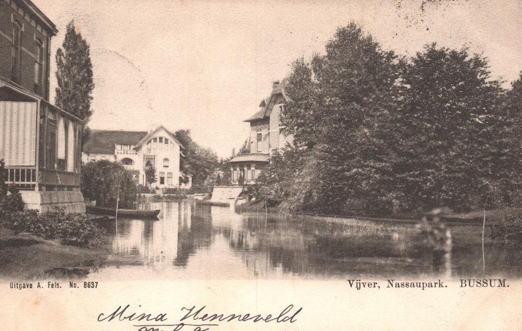 Vijver Nassaupark, Bussum (1904) 127907, Verzamelen, Ansichtkaarten | Nederland, Ophalen of Verzenden, Voor 1920, Gelopen, Noord-Holland