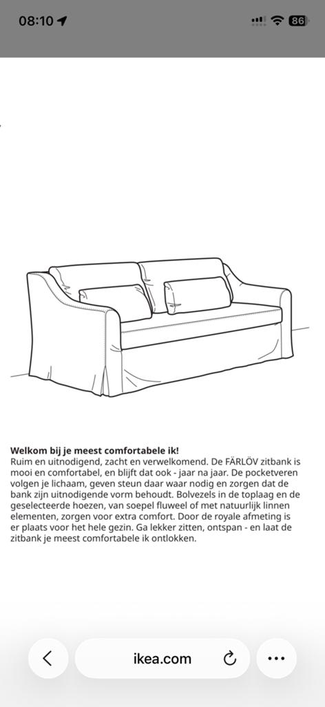 Gezocht: Farlov (Ikea) bank, Ophalen, 150 tot 200 cm, Farlov, Driepersoons