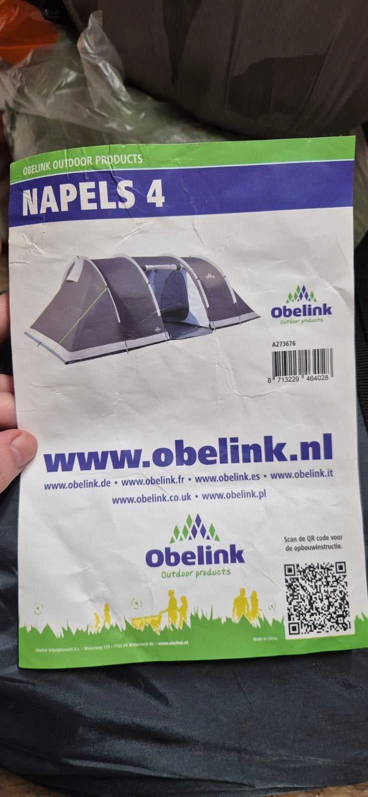 Obelink Napels 4 Tent -  in originele verpakking, Ophalen, Gebruikt, Tot en met 4