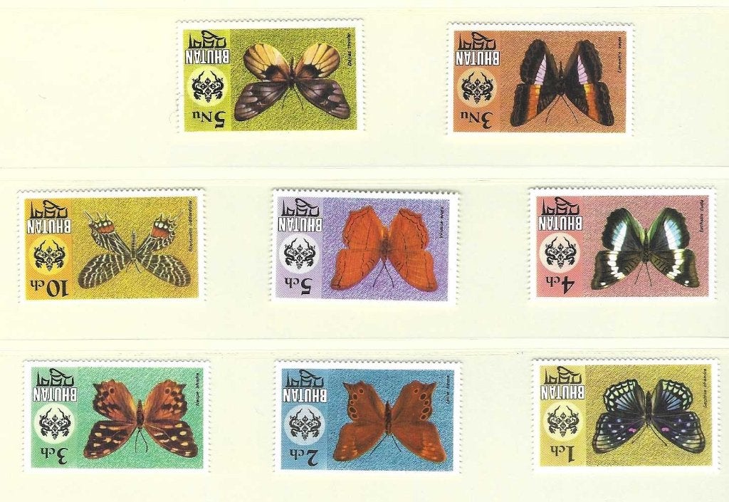 Bhutan 606-613  insecten vlinders 1975 serie postfris, Postzegels en Munten, Verzenden, Postfris, Dier of Natuur