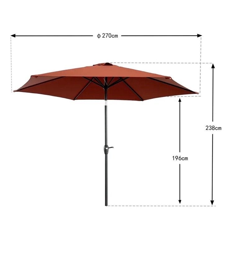 5x Handson parasol Florida terracotta Ø 270 cm met hendel, Tuin en Terras, Ophalen, Zo goed als nieuw, 2 tot 3 meter, Stokparasol